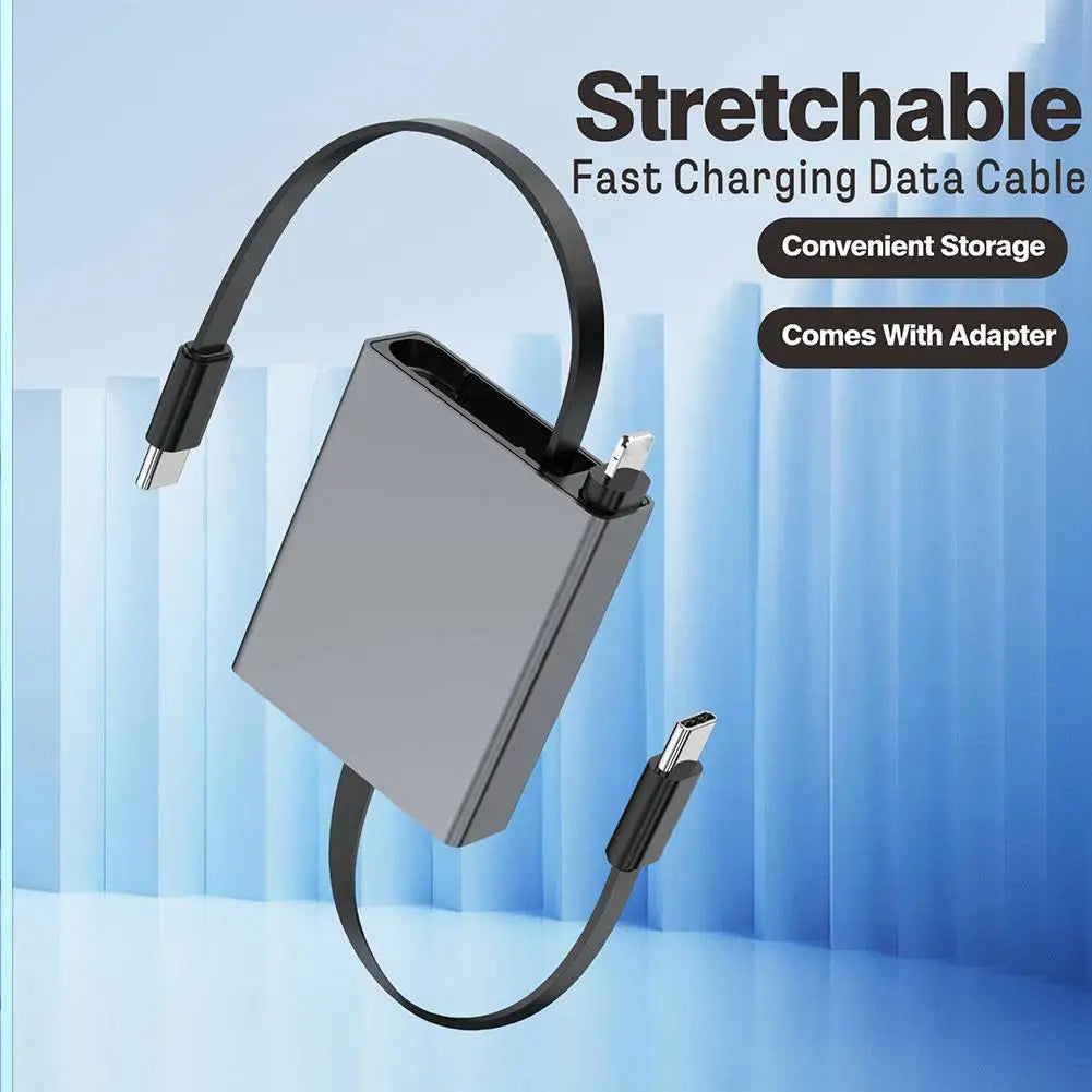 Telescopic USB-C Cable 66W PD Fast Charging – Retractable 4-in-1 USB-C Charging Cable Qme