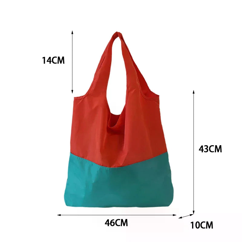 Foldable Color-Block Eco-Friendly Shopping Bag | 12 Colors Foldable Tote Bag Qme