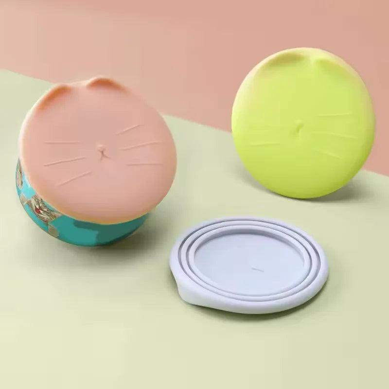 Pet Can Spoon & Lid Set – Cat Design, Food-Grade TPR Pet Feeding Accessory Qst