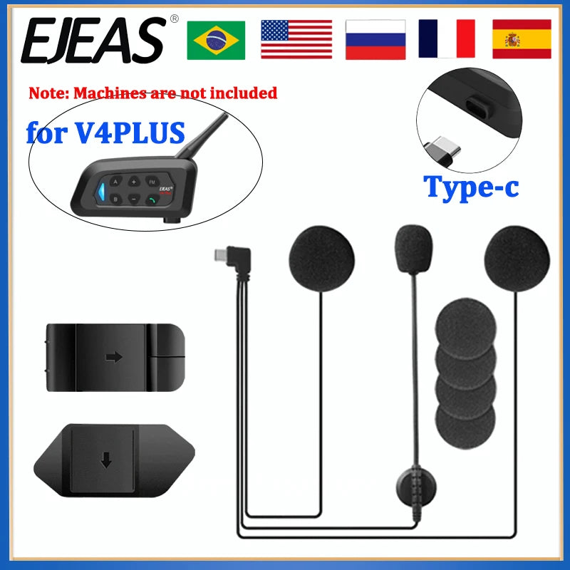 EJEAS V4 Plus Bluetooth Helmet Headset – Type-C Mic & Mount Helmet Bluetooth Headset Qst