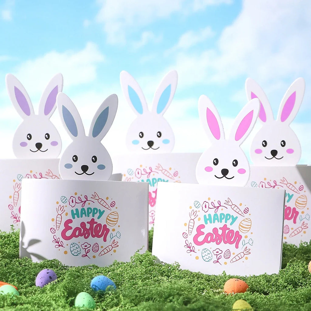 5-Piece Easter Bunny Greeting Cards – Colorful Holiday Party Set Easter Greeting Cards Qme