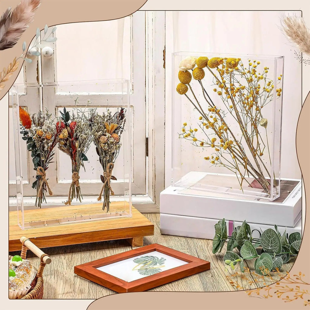Clear Memory Box Display Case – Flowers & Photos Holder Keepsake Display Case Qme