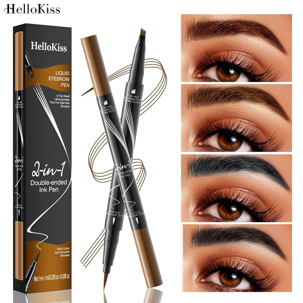 4-Point Waterproof Liquid Eyebrow Pencil | Long-Lasting Brow Pen Liquid Eyebrow Pencil Qme