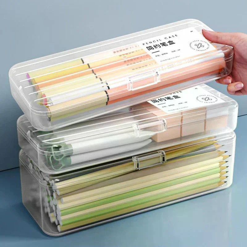 Matte Transparent Pencil Case Large Capacity Storage Box Pencil Case Qme
