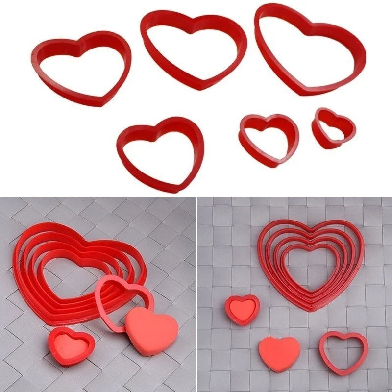 6-Piece Heart Cookie Cutter & Fondant Mold Set | Baking Tools Cookie Cutter Set Qme