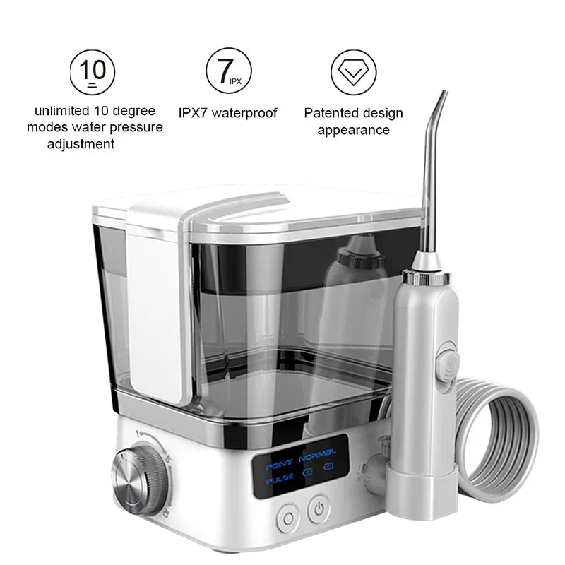 Portable Water Flosser Oral Irrigator – 10 Modes, 600ml Water Flosser Qst