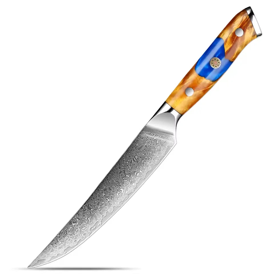 Xituo 5" Damascus Steel Utility Knife – Full Tang Wood Handle Kitchen Utility Knife Qst Utility Knife