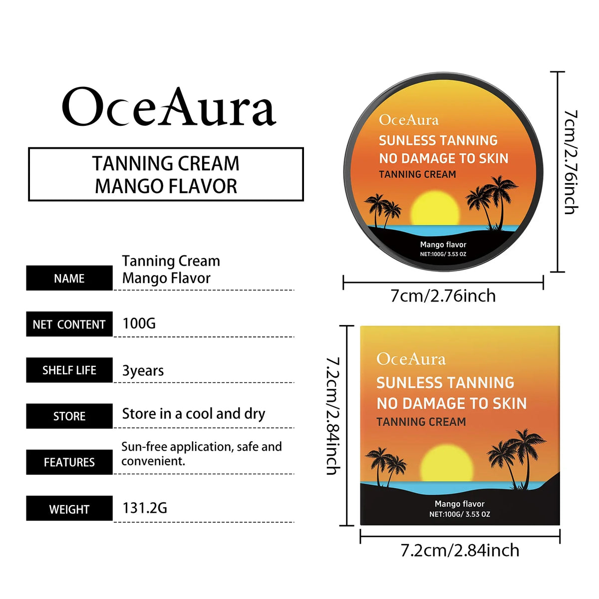 Oceaura Sunless Self-Tanning Cream – Natural Bronze Glow Self-Tanning Cream Qme