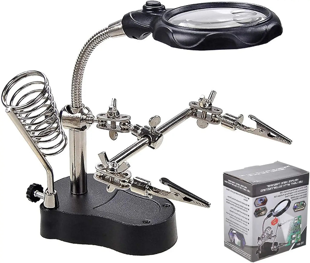 Desktop Magnifying Glass Soldering Station with Helping Hands Magnifying Soldering Station Qme Default Title