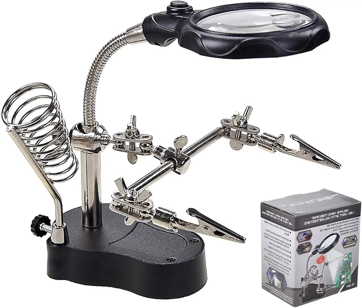 Desktop Magnifying Glass Soldering Station with Helping Hands Magnifying Soldering Station Qme Default Title