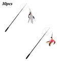 1.8M Telescopic Cat Teaser Wand – 4-Section Feather Toy Cat Teaser Wand Qme colour mixture30pcs