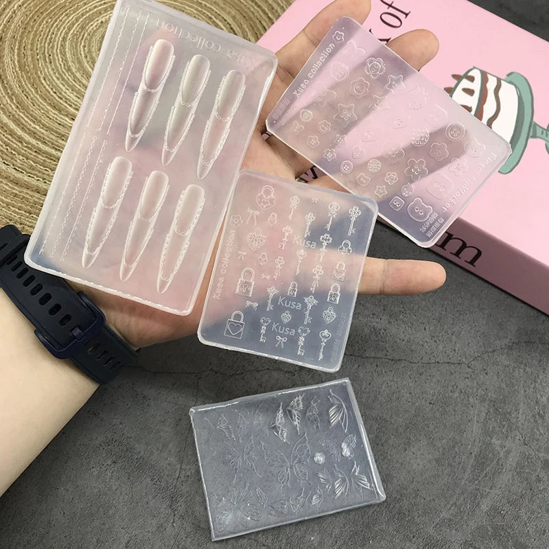 Silicone Nail Art Mold – Butterfly, Button & Key Designs Nail Art Mold Qme