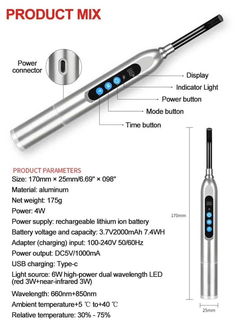 Vilnason Red Light Therapy Wand 660nm 850nm – Face & Body Light Therapy Wand Qst