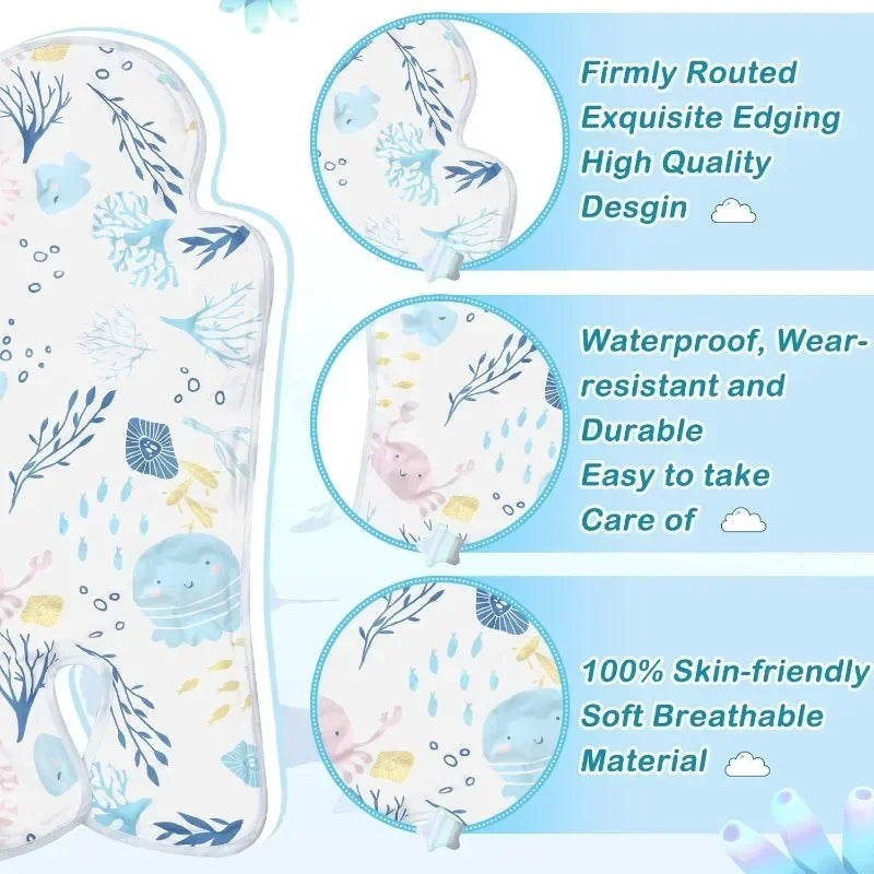 Breathable Cotton Stroller & Car Seat Cooling Pad | Summer Stroller Seat Liner Qme