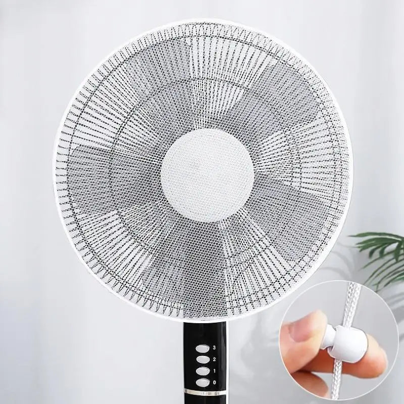 Mesh Fan Cover Drawstring Dust Guard – Baby Finger Protector Fan Safety Cover Qme White