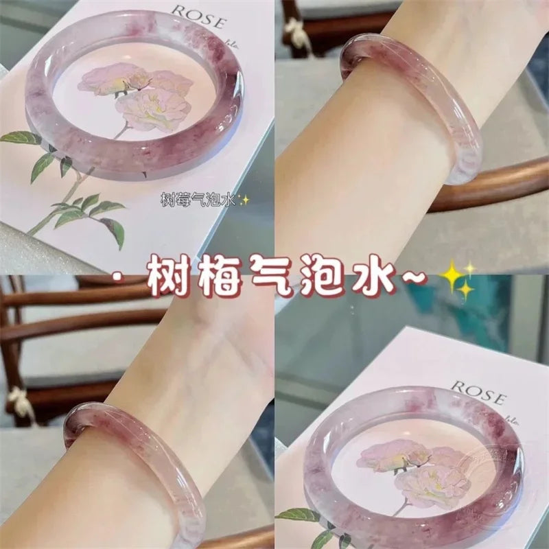 Guifei Round Glass Jade-Style Bangle Bracelet | 16 Colors Glass Bangle Bracelet Qme
