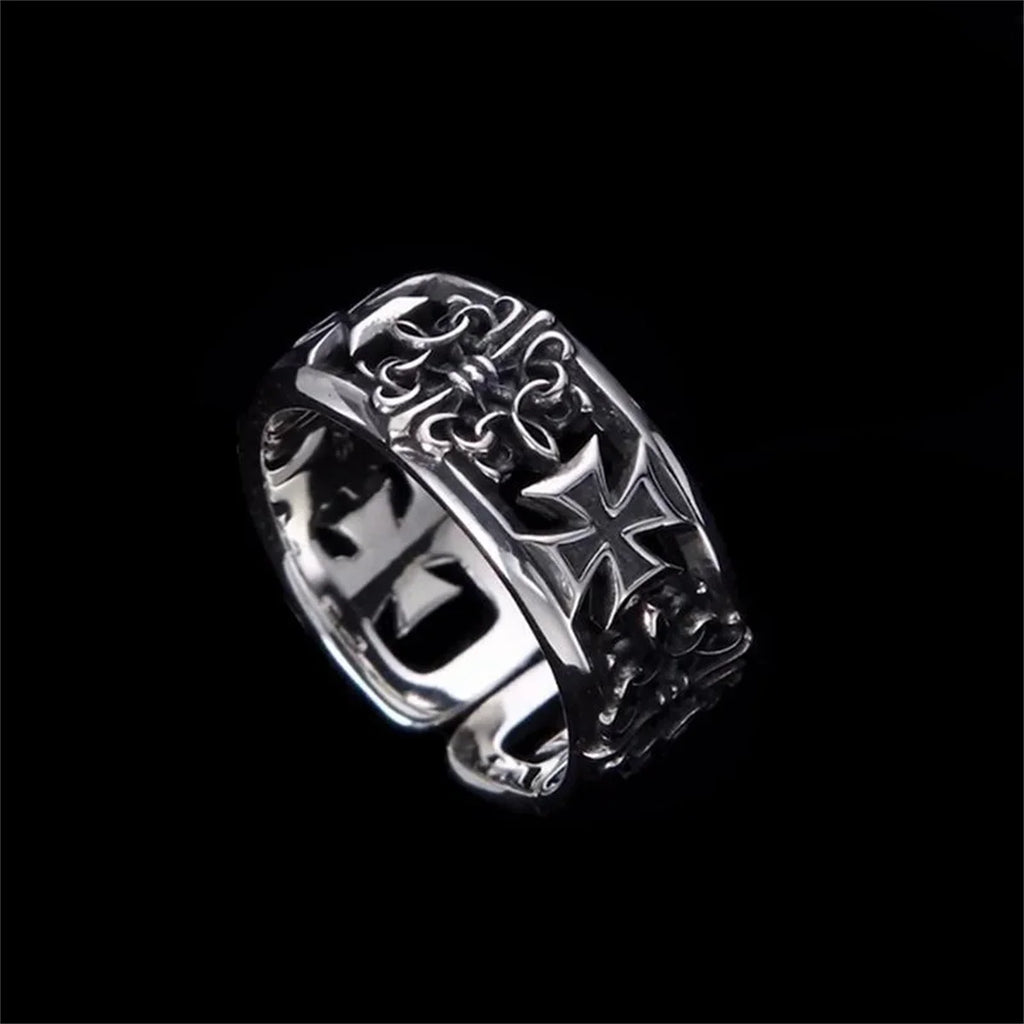 Retro Cross Ring Men's Hip Hop Punk Metal Statement Ring Men's Statement Ring Qme