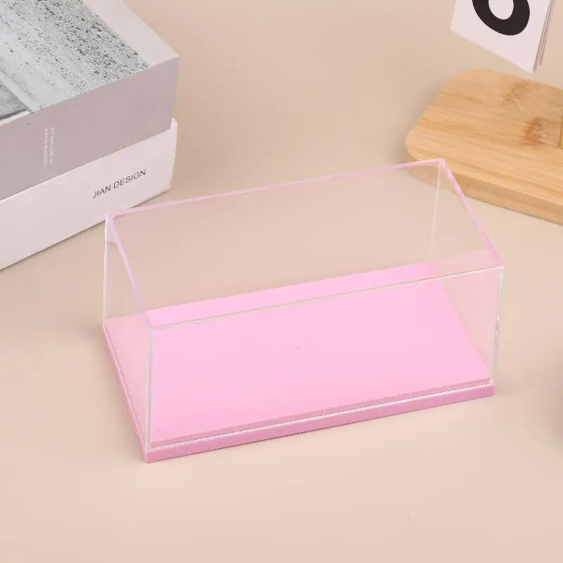 DIY Transparent Acrylic Display Box – Dustproof Toy & Model Storage Acrylic Display Case Qme Pink