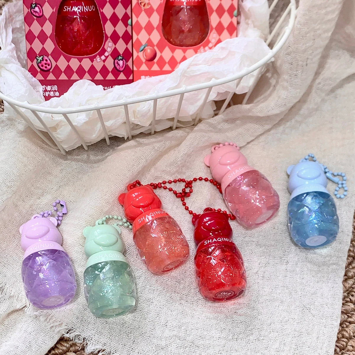SHAQINUO Fruit-Flavored Hydrating Lip Oil Key Pendant Hydrating Lip Oil Qme