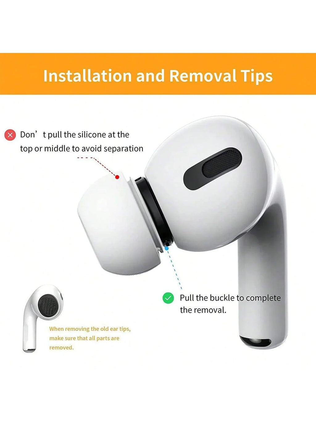 Silicone Ear Tips for AirPods Pro – 6-Pack Noise-Isolating Caps Earphone Ear Tips Qme