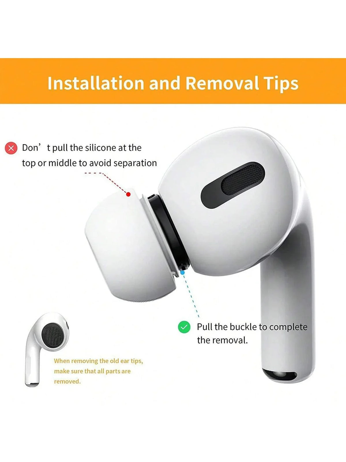 Silicone Ear Tips for AirPods Pro – 6-Pack Noise-Isolating Caps Earphone Ear Tips Qme