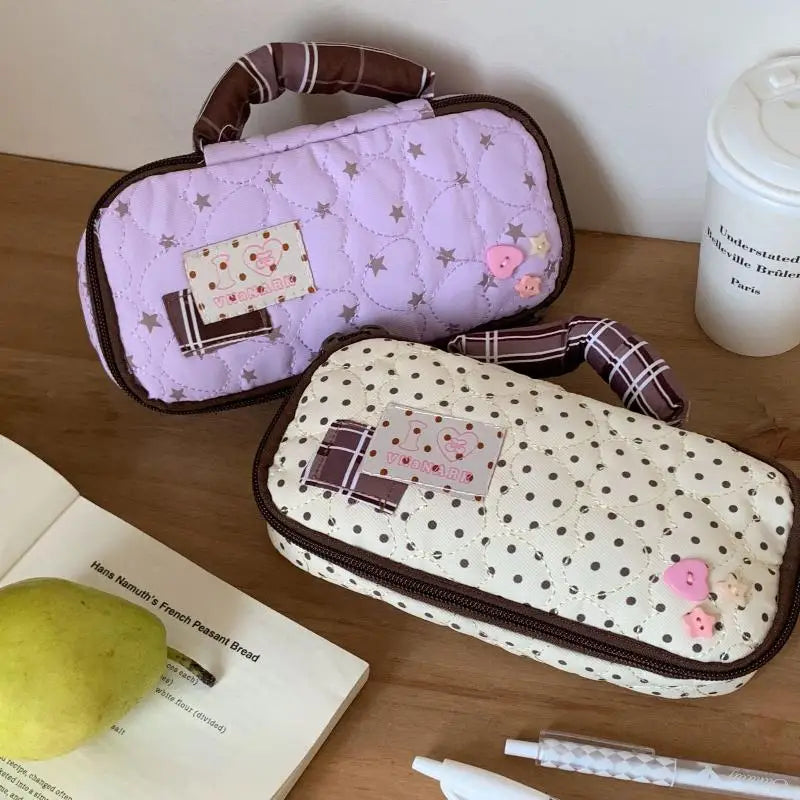 Heart Shaped Handle Pencil Case – Cute Student Pen Bag Pencil Case Qme