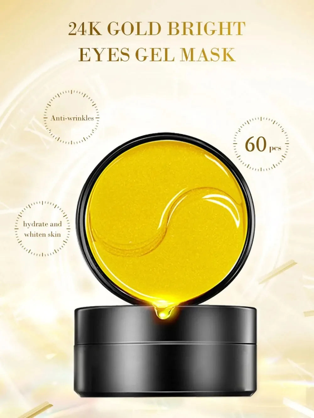 60pc Golden Collagen Eye Masks – Korean Skincare Moisturizing Collagen Eye Mask Qst