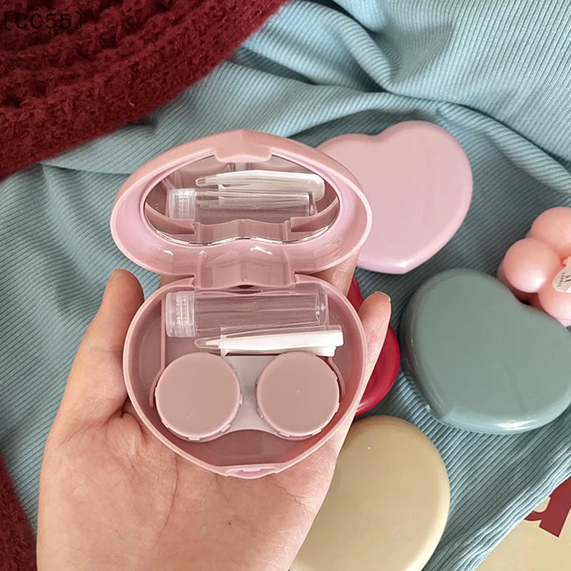 Candy Color Contact Lens Case with Mirror – Travel Storage Contact Lens Case Qst