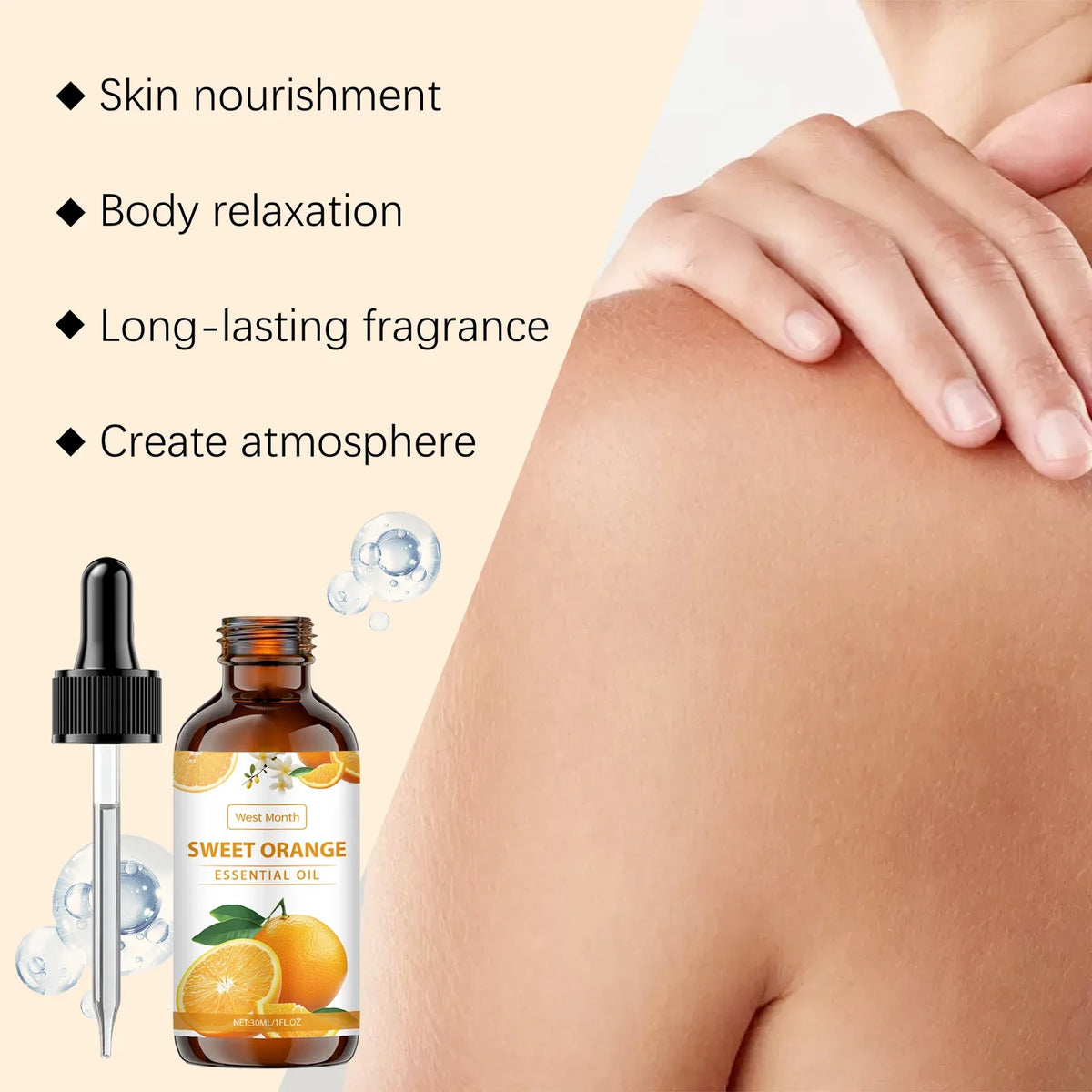 Sweet Orange Essential Oil – Hydrating Nourishing Body Massage Oil Body Massage Oil Qme