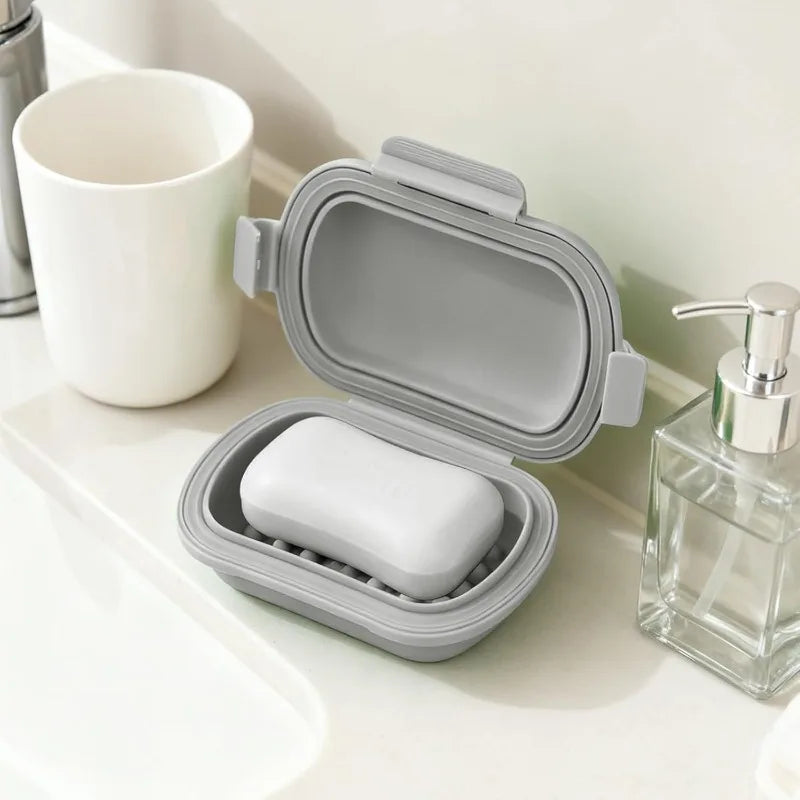 Portable Flip Soap Dish – Leak-Proof Silicone Travel Soap Case Travel Soap Dish Qme