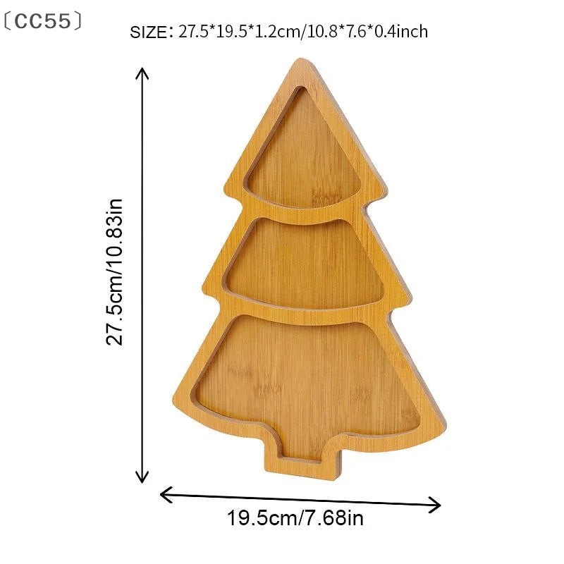 Christmas Tree Wooden Serving Tray – Holiday Snack & Candy Board Wooden Serving Tray Qst