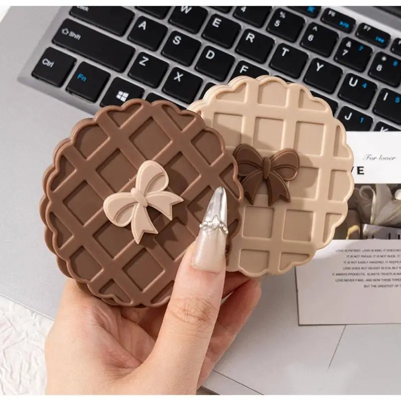 Double-Sided Waffle Compact Pocket Makeup Mirror Slide Cover Compact Makeup Mirror Qst