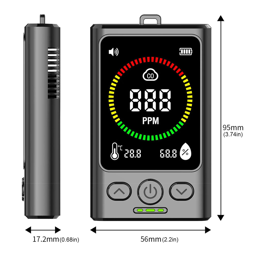 3-in-1 CO Detector | LCD Display, Temp & Humidity Monitor CO Detector Qme