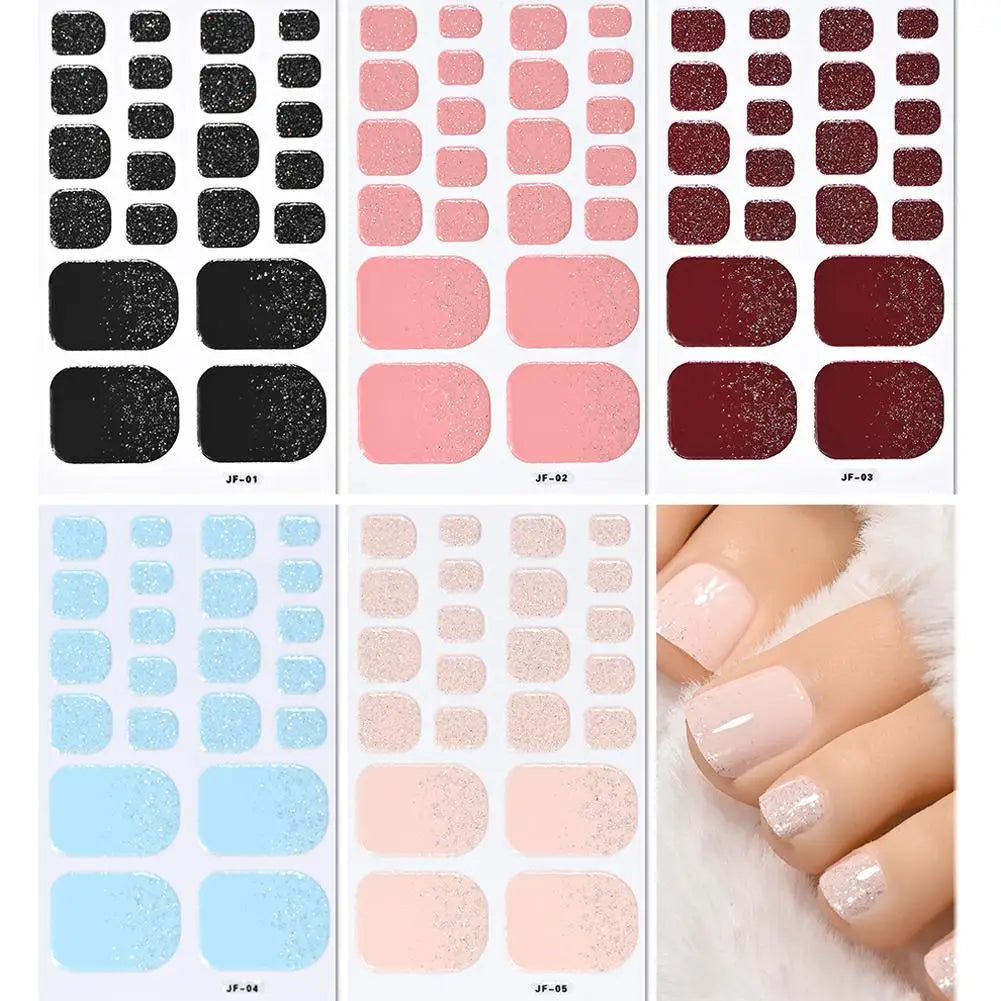 French Black Toe Nail Stickers – 22 Tips No-Bake Wraps Toenail Sticker Wraps Qme