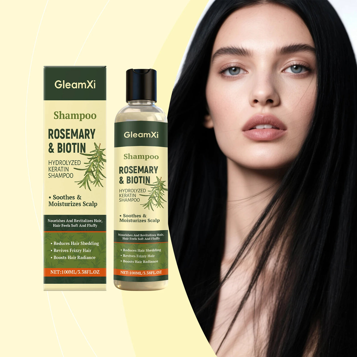 Gleamxi Rosemary Biotin Shampoo – Scalp Care & Strengthening Hair Care Shampoo Qst