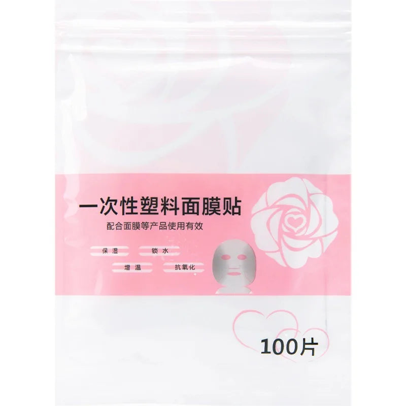 Disposable Face & Neck Protective Film Mask Sheets | Clear PE Disposable Face Mask Qme 100pcs OPP Packing China Mainland