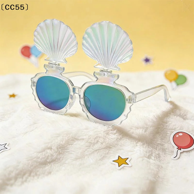 Shell Sunglasses UV400 – Hawaii Beach Party Photo Props Novelty Sunglasses Qst