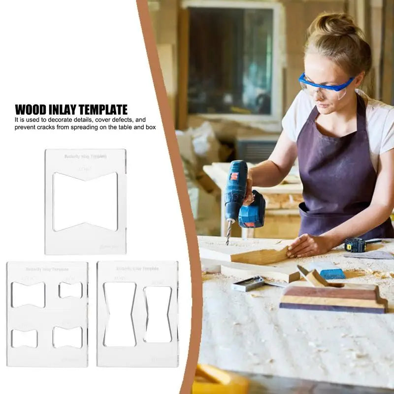 Bowtie Router Template Jig – 3x Acrylic Inlay Tool, Transparent Router Template Jig Qme