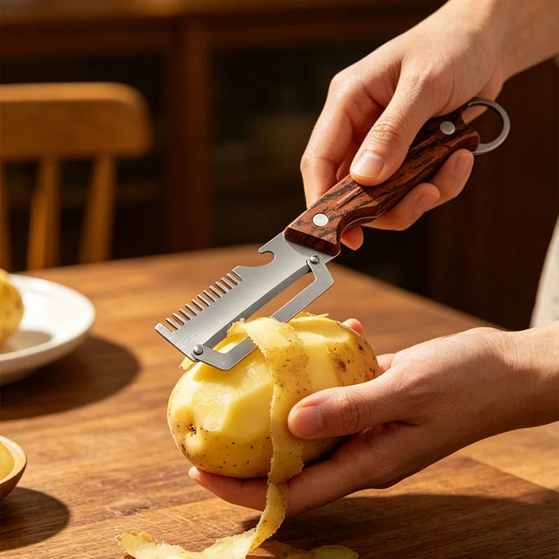Stainless Steel 3-in-1 Vegetable Peeler – Comfort Grip Vegetable Peeler Qst