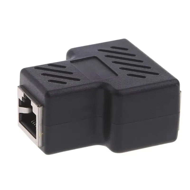 RJ45 8P8C Dual Port Ethernet Splitter Adapter – Black Ethernet Splitter Adapter Qme