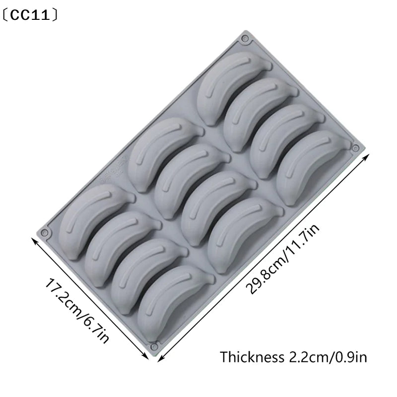 12-Cell Banana Silicone Cake Mold – Food Grade Bakeware Silicone Baking Mold Qme