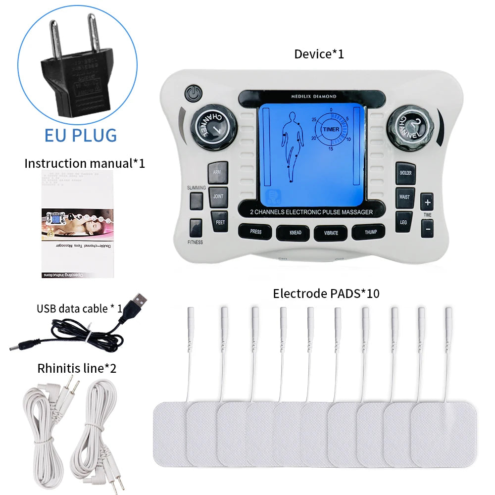 12-Mode EMS TENS Pulse Massager – Muscle Stimulator Device EMS TENS Massager Qst EU Plug