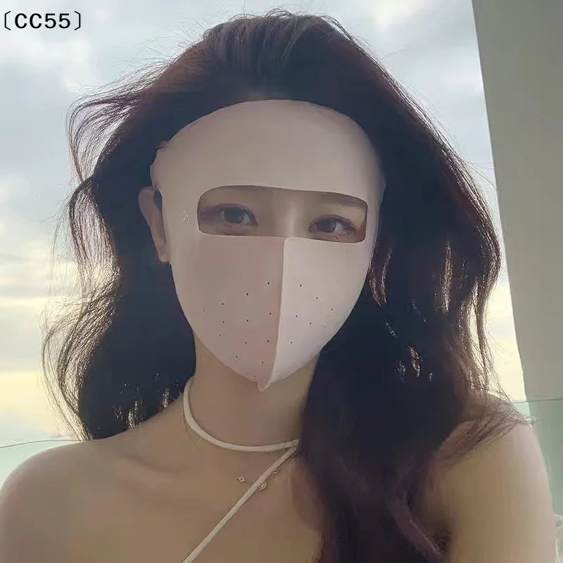 Ice Silk Facekini UV Sun Mask – Full Face Cover for Women Sun Protection Mask Qst