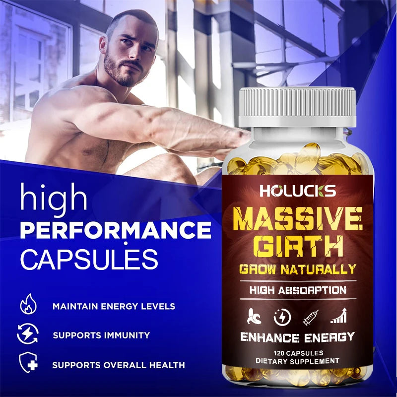 HOLUCKS Massive Girth Vegan Supplement – Stamina & Vitality Vegan Wellness Supplement Qst