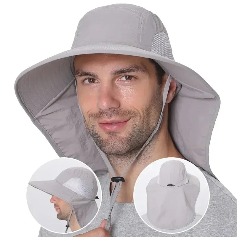 Wide Brim Sun Hat with Neck Flap – Unisex Outdoor Cap Wide Brim Sun Hat Qme