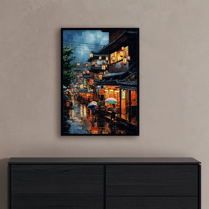 Vietnamese Village Canvas Wall Art – Vintage Watercolour Print Canvas Wall Art Qst