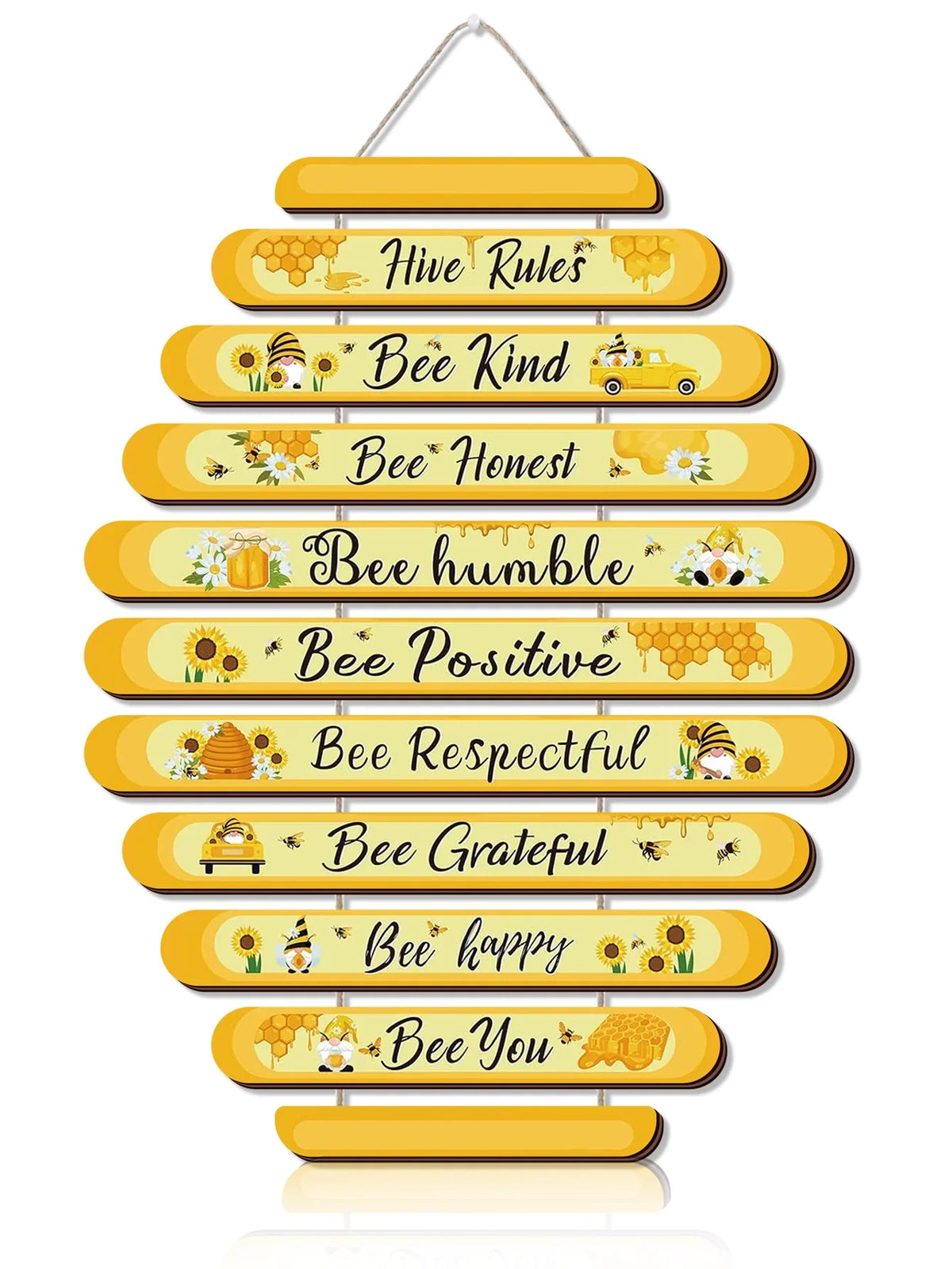 Bee Beehive Rules Wooden Wall Plaque – Bumblebee Home Decor Wooden Wall Plaque Qme