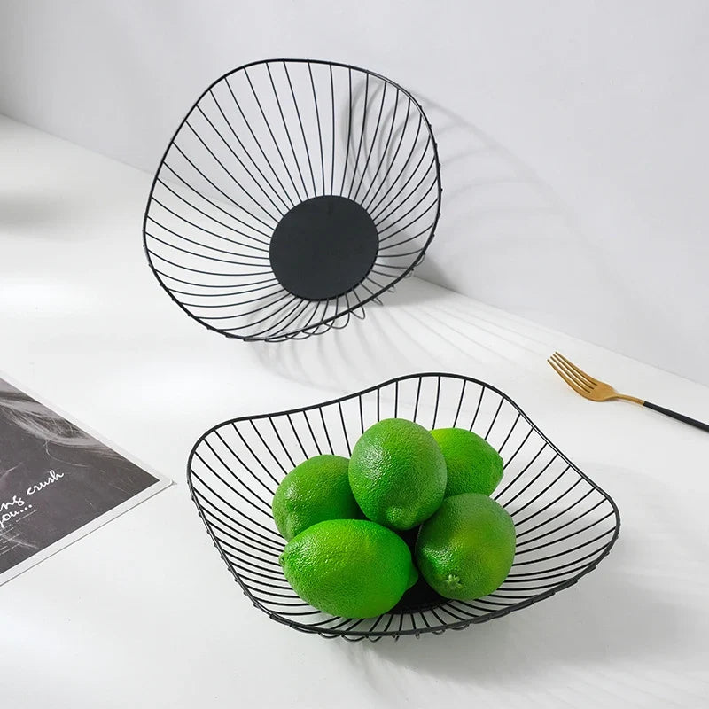 Iron Fruit Basket Bread & Snack Tray Bowl – 4 Colors Fruit Basket Tray Qme