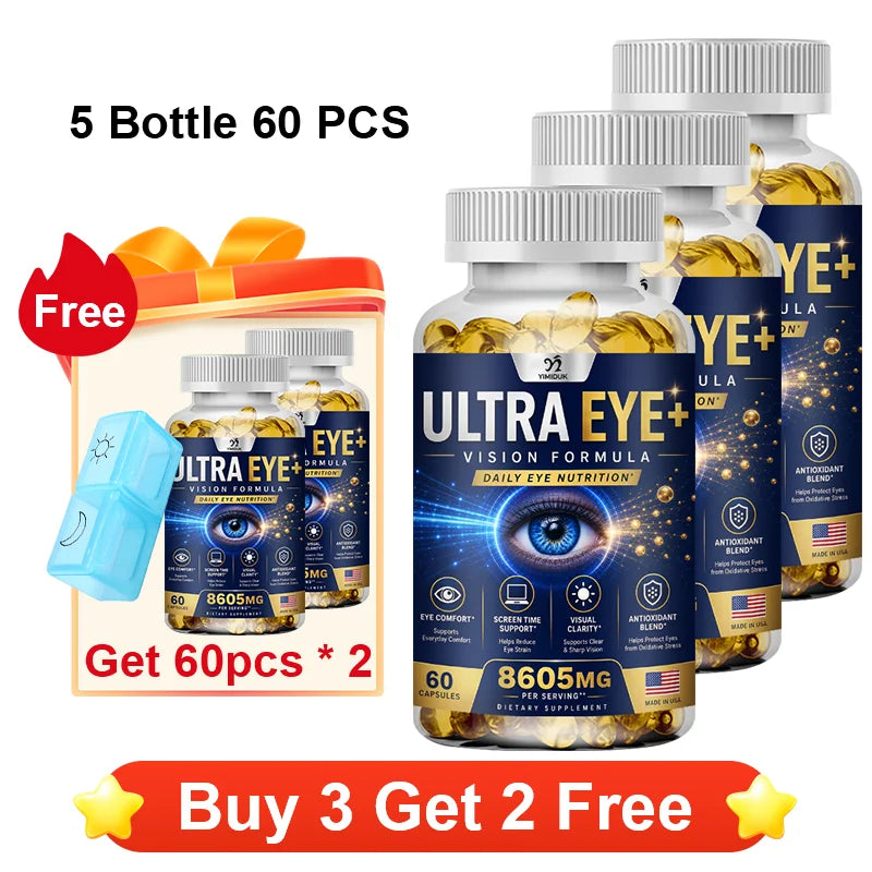 YIMIDUK Ultra Eye+ Capsules – Lutein, Zeaxanthin & Bilberry Eye Vision Supplement Qst 5x60pcs Best Offers