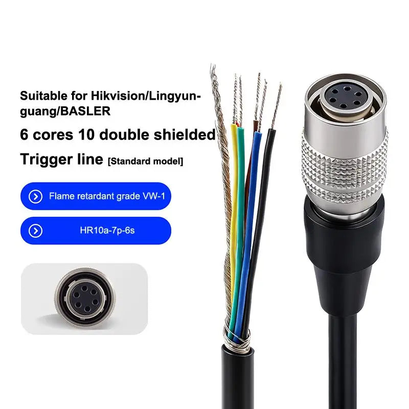 HR10A-7P-6S 6-Pin Industrial Camera I/O Trigger Cable & Adapter Industrial Camera Cable Qme